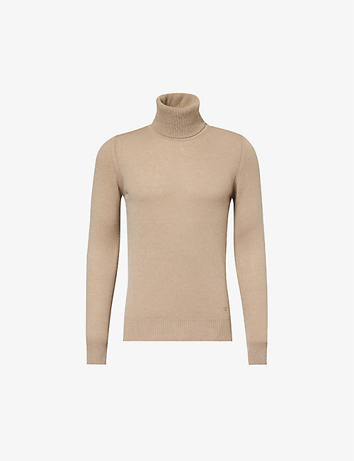 EMPORIO ARMANI: Turtleneck brushed-texture cashmere jumper