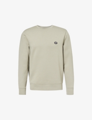 EMPORIO ARMANI: Crewneck brand-motif stretch-cotton blend sweatshirt