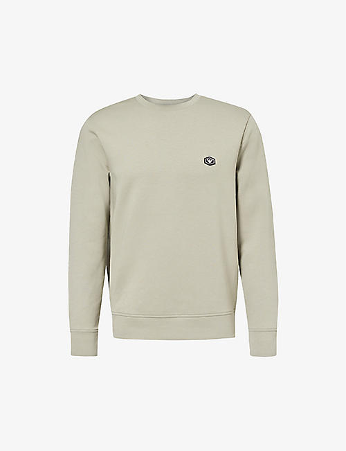 EMPORIO ARMANI: Crewneck brand-motif stretch-cotton blend sweatshirt