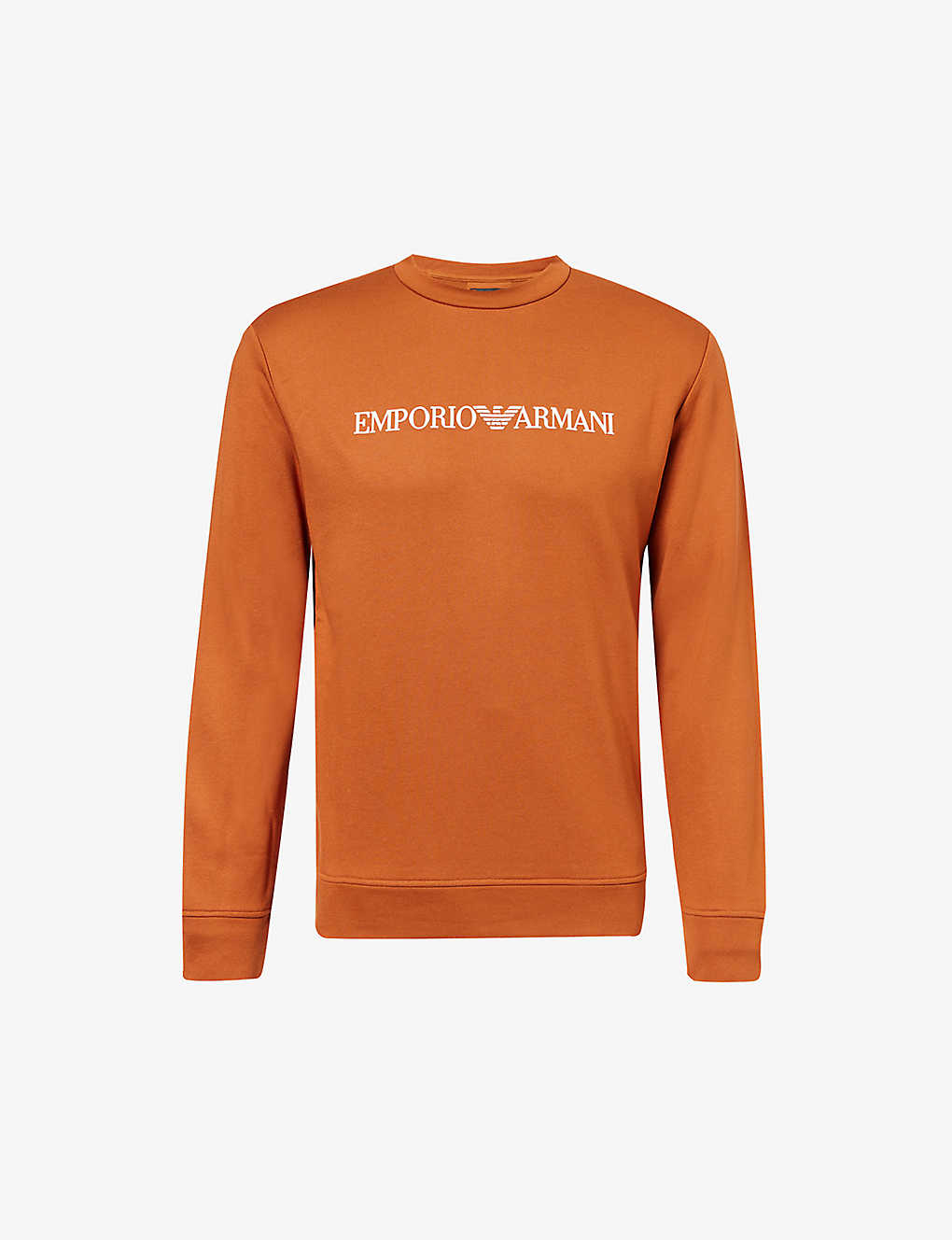 Emporio Armani Mens Ginger Logo Crewneck Brand-typography Cotton-blend Sweatshirt