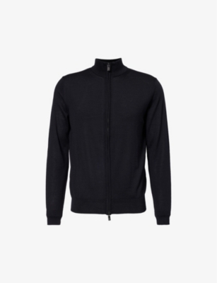 EMPORIO ARMANI: Funnel-neck brand-patch wool jumper