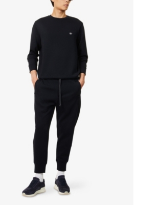 EMPORIO ARMANI: Brand-patch relaxed-fit stretch-cotton blend jogging bottoms