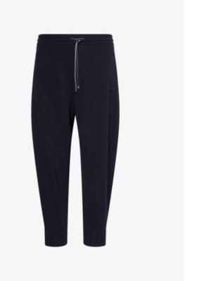 Emporio Armani Mens Blu Navy Brand-patch Relaxed-fit Stretch-cotton Blend Jogging Bottoms In Blue