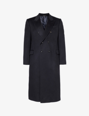 EMPORIO ARMANI: Peak-lapel padded-shoulder regular-fit cashmere coat