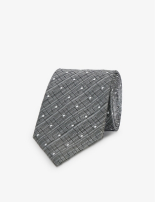 Emporio Armani Mens Grigio Branded-pattern Silk Tie