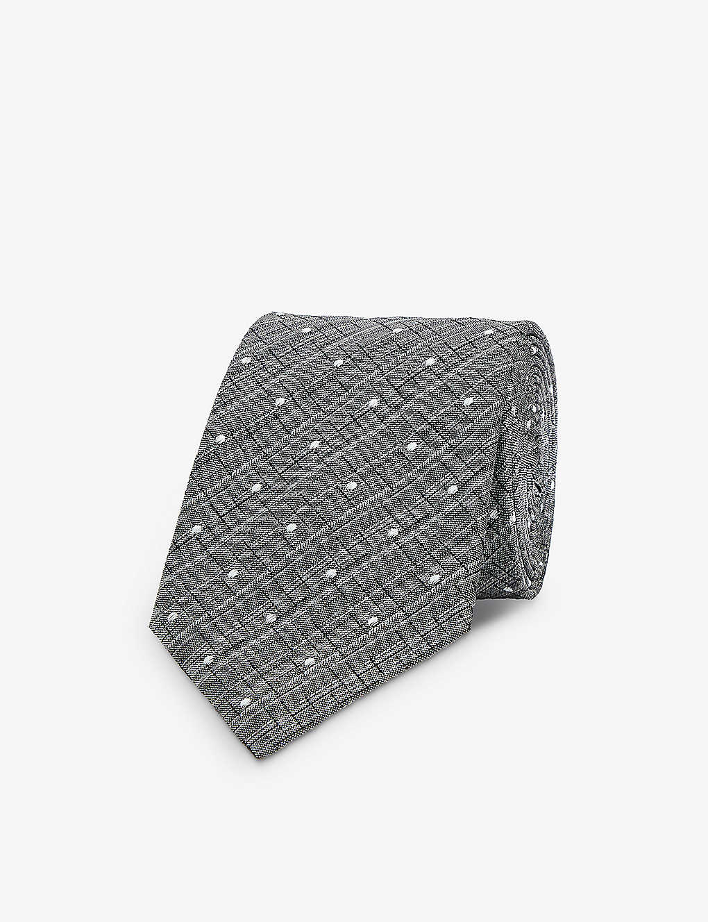 Emporio Armani Mens Grigio Branded-pattern Silk Tie