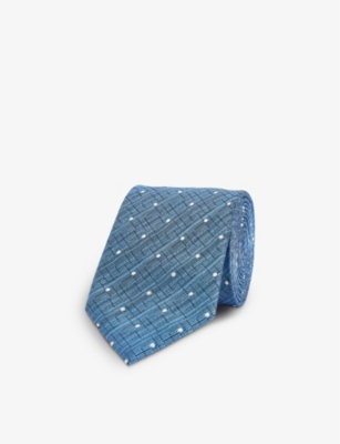Emporio Armani Mens Carta Da Zucchero Branded-pattern Silk Tie
