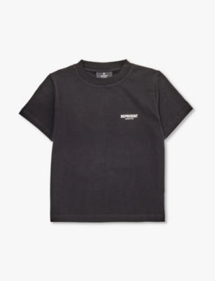 Shop Represent Black Logo-print Cotton-jersey T-shirt 1-6 Y