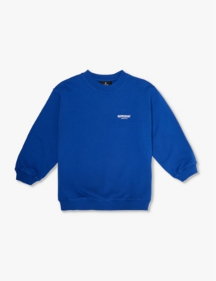Represent Boys Cobalt Kids Logo-print Cotton-jersey Sweatshirt 1-4 Years In Cobalt