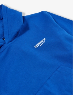 Shop Represent Boys Cobalt Kids Logo-print Cotton-jersey Hoody 1-4 Years In Pale Blue