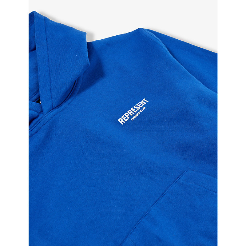 Shop Represent Boys Cobalt Kids Logo-print Cotton-jersey Hoody 1-4 Years In Pale Blue