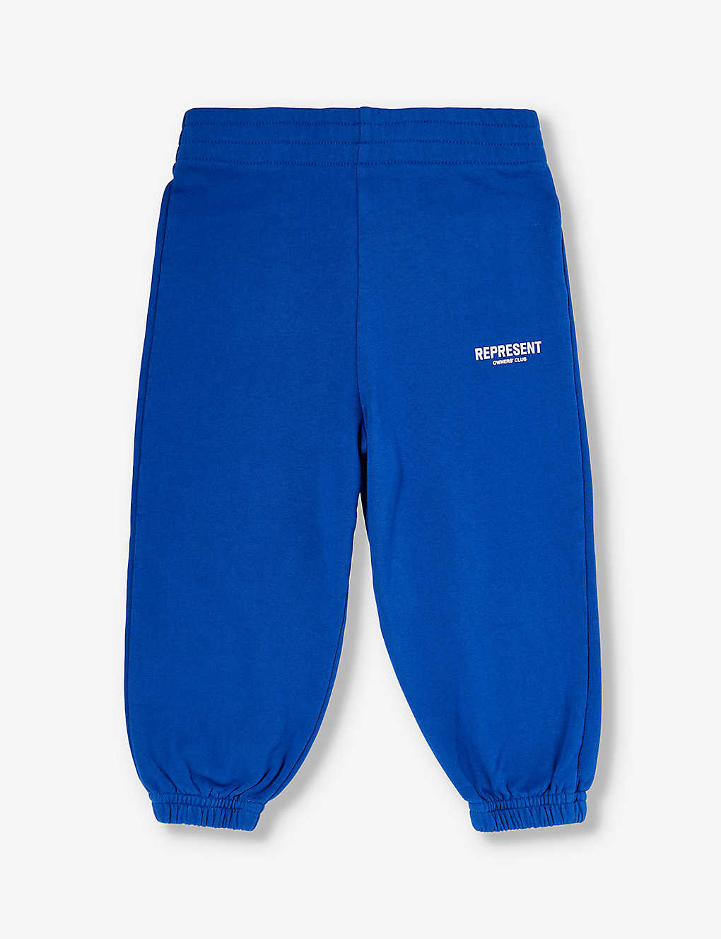 Shop Represent Boys Cobalt Kids Owner's Club Brand-print Cotton-jersey Jogging Bottoms 1-4 Years