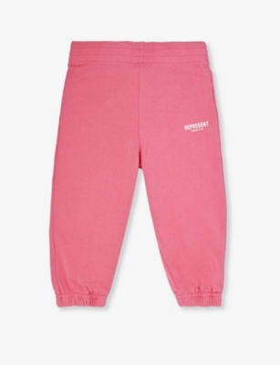 Represent Boys Bubblegum Pink Kids Owner's Club Brand-print Cotton-jersey Jogging Bottoms 1-4 Years