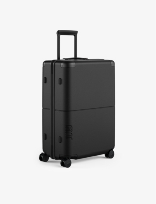 Shop July Checked Luggage Polycarbonate Suitcase 66cm In Charcoal