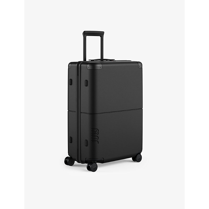Shop July Checked Luggage Polycarbonate Suitcase 66cm In Charcoal