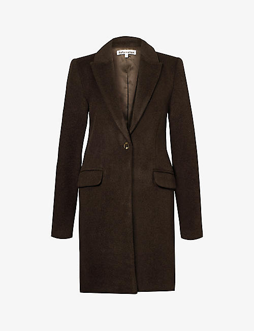 REFORMATION: Whitmore padded-shoulder regular-fit wool-blend coat