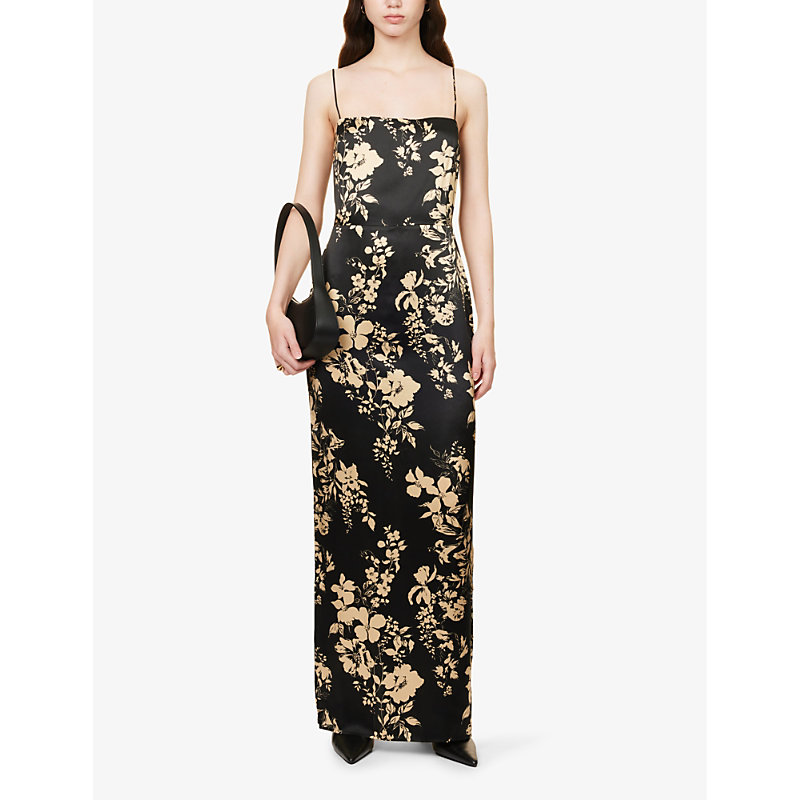 Shop Reformation Women's Gisele Frankie Floral-print Slim-fit Silk Maxi Dress