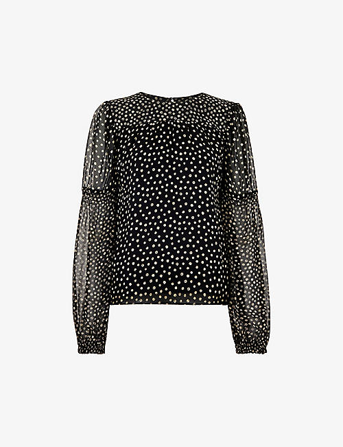 WHISTLES: Speckled polka-dot woven top