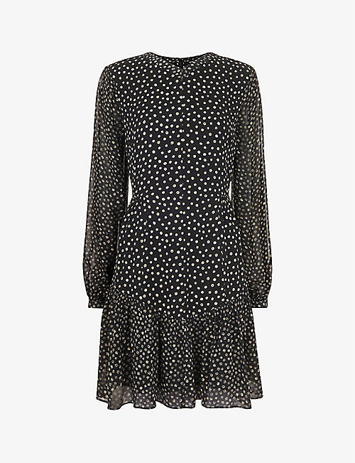 WHISTLES: Speckled polka-dot woven mini dress