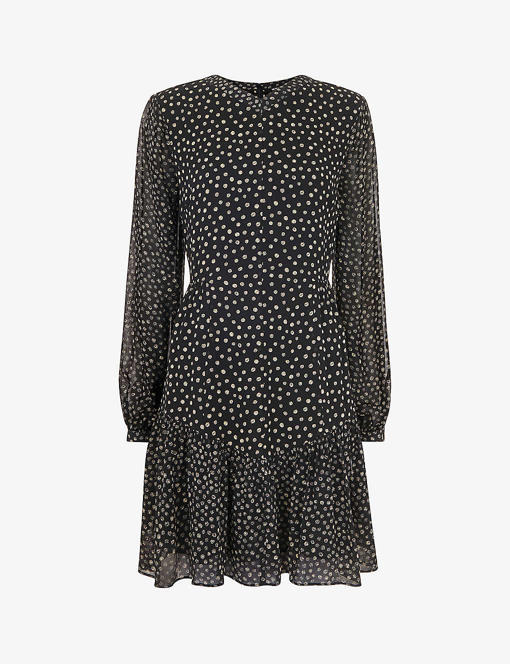 Whistles Speckled Polka-dot Woven Mini Dress In Black