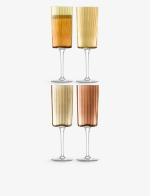 Lsa Gems Assorted-design Glass Champagne Flutes Set Of Four