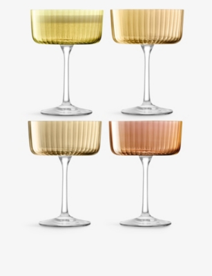 Lsa Gems Pleated-texture Glass Cocktail Glasses Set Of Four