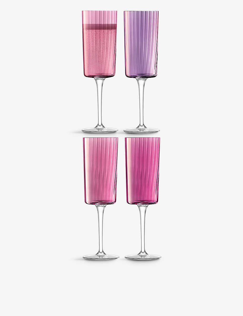 Lsa Gems Pleated-texture Glass Champagne Flutes Set Of Four