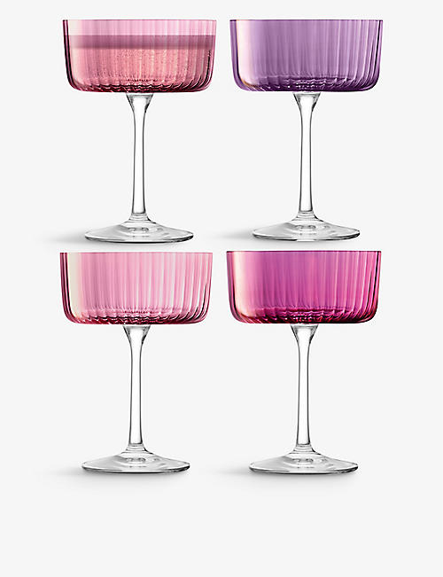 LSA: Gems pleated-texture glass cocktail glasses set of four