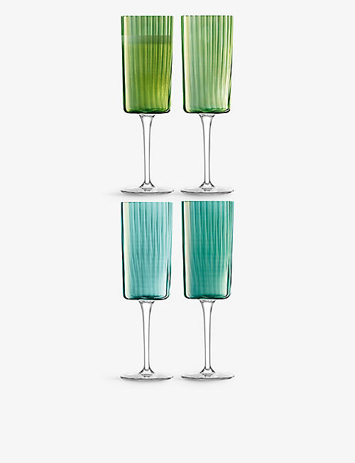 LSA: Gems pleated-texture glass champagne flutes set of four
