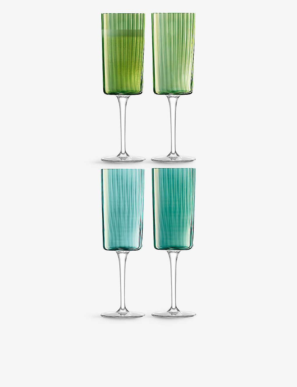 Lsa Gems Pleated-texture Glass Champagne Flutes Set Of Four