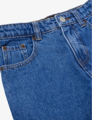 Shop Molo Boys Stone Denim Kids Aiden Straight-leg Organic Denim-blend Jeans 6-12 Years In Blue