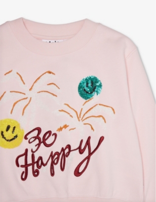 Shop Molo Girls Glitter Palms Kids Marge Palm-embroidered Organic-cotton Sweatshirt 4-12 Years