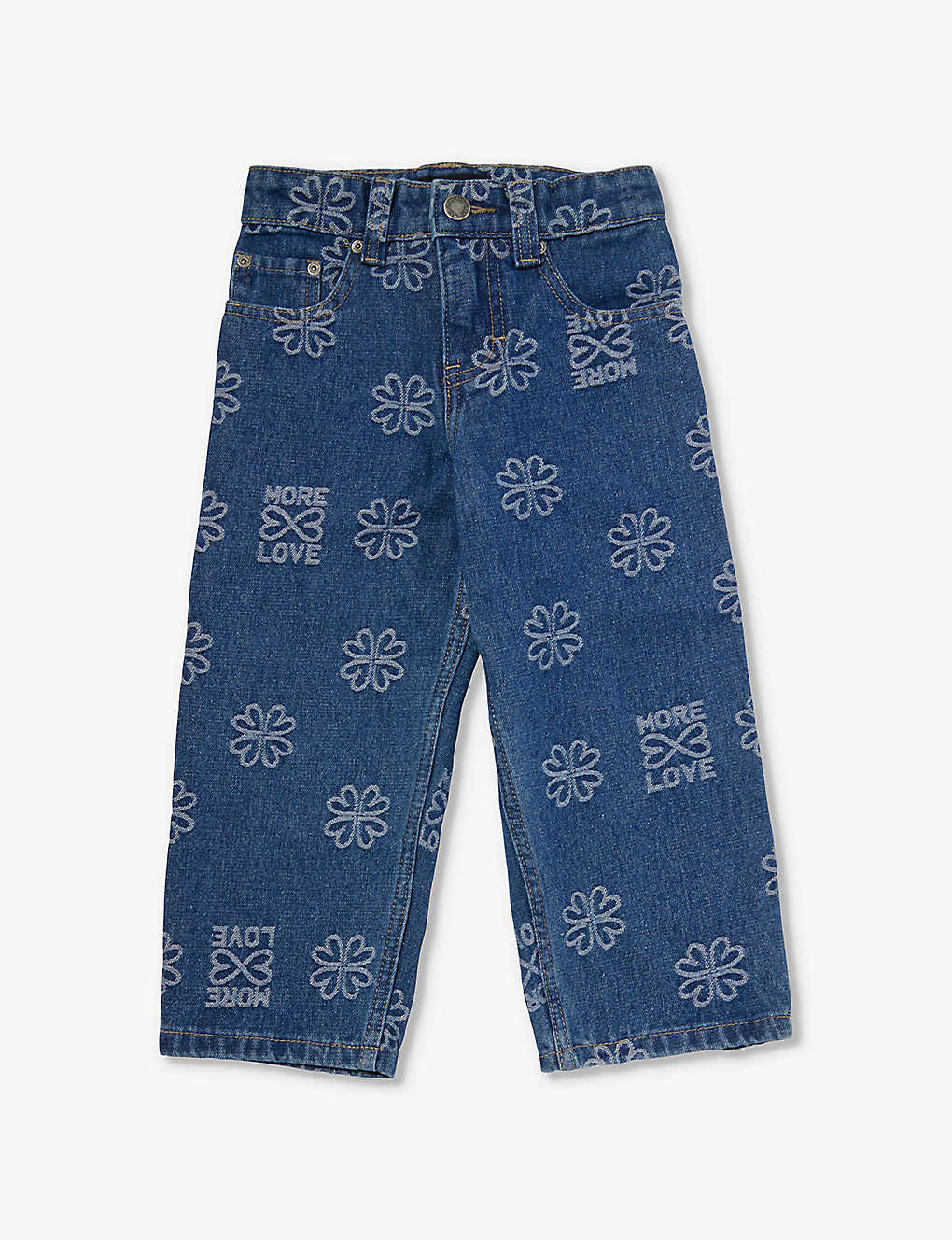 Molo Girls Infinity Love Kids Aiden Floral-print Straight-leg Denim Jeans 4-12 Years In Blue