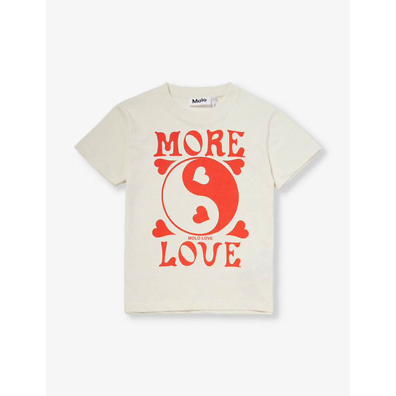 Shop Molo Roxo More Love Short-sleeve Organic-cotton T-shirt 4-12 Years In White