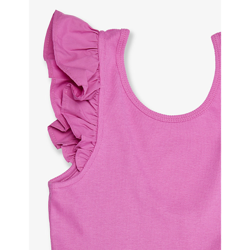 Shop Molo Cloudia Ruffle-trim Stretch Organic-cotton Dress 3-14 Years In Purple Pink