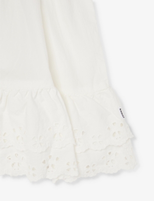 Shop Molo Girls White Kids Ceelos Broderie-anglaise Organic-cotton Dress 3-14 Years
