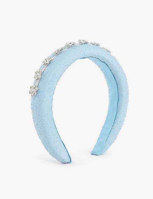 SELF-PORTRAIT: Floral crystal-embellished cotton headband