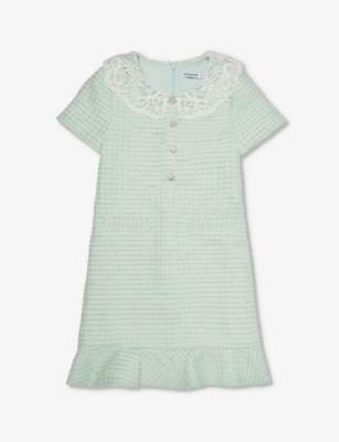 SELF PORTRAIT: Embroidered-collar woven dress 5-12 years