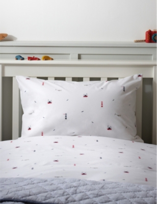 Shop The Little White Company Multi Anglesey Nautical-print Single Cotton Bed Linen