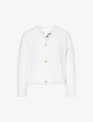 The White Company Womens Winterwhte Cable-knit Cropped Knitted Cardigan