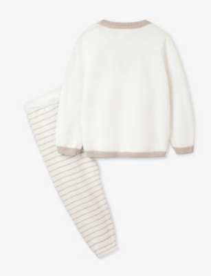 THE LITTLE WHITE COMPANY THE LITTLE WHITE COMPANY GIRLS MOUSE KIDS JINGLES REINDEER-INTARSIA ORGANIC-COTTON JUMPER AND LEGGIN