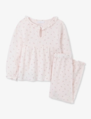 The Little White Company Girls Pink Kids Floral-print Cotton Pyjama Set 1-6 Years