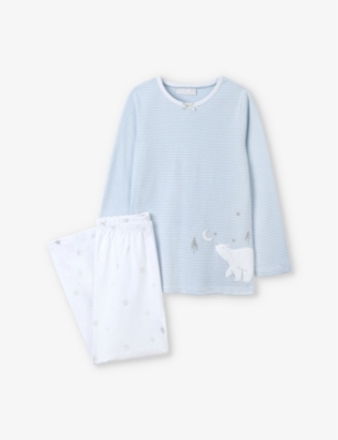 Shop The Little White Company Umi Polar Bear Cotton Pyjamas 1-5 Years Blu In Blue