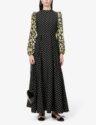Shop Sister Jane Women's Black Star Ballad Contrast-sleeve Woven Maxi Dress