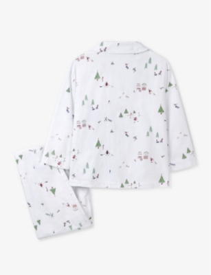 Shop The Little White Company Christmas-print Long-sleeved Cotton Pyjamas 1-6 Years In Multi