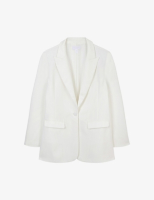 The White Company Womens Ivory Satin-back Single-breasted Crepe Blazer