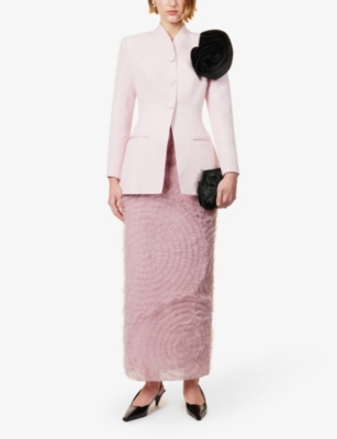 Shop Huishan Zhang Women's Lilac Ice Annamarie Spiral Mesh Maxi Skirt
