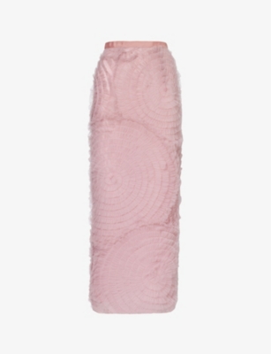 Shop Huishan Zhang Women's Lilac Ice Annamarie Spiral Mesh Maxi Skirt
