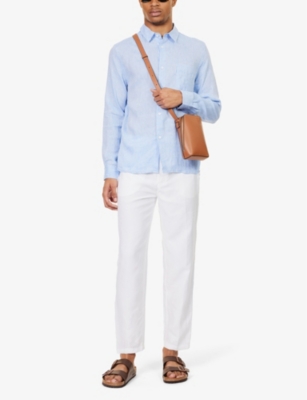 Derek Rose Monaco Regular-fit Linen Shirt In Blue