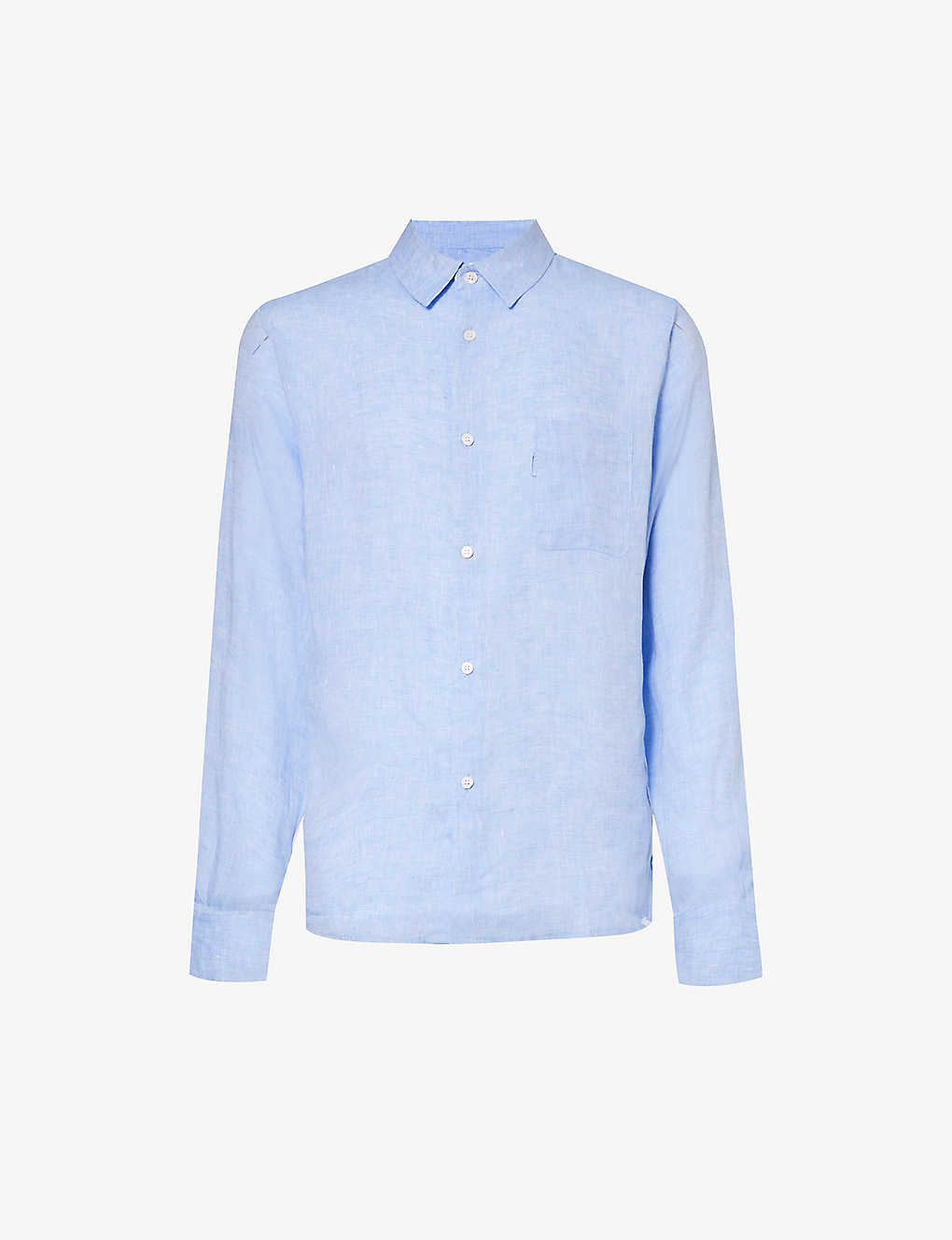 Shop Derek Rose Men's Blue Monaco Regular-fit Linen Shirt